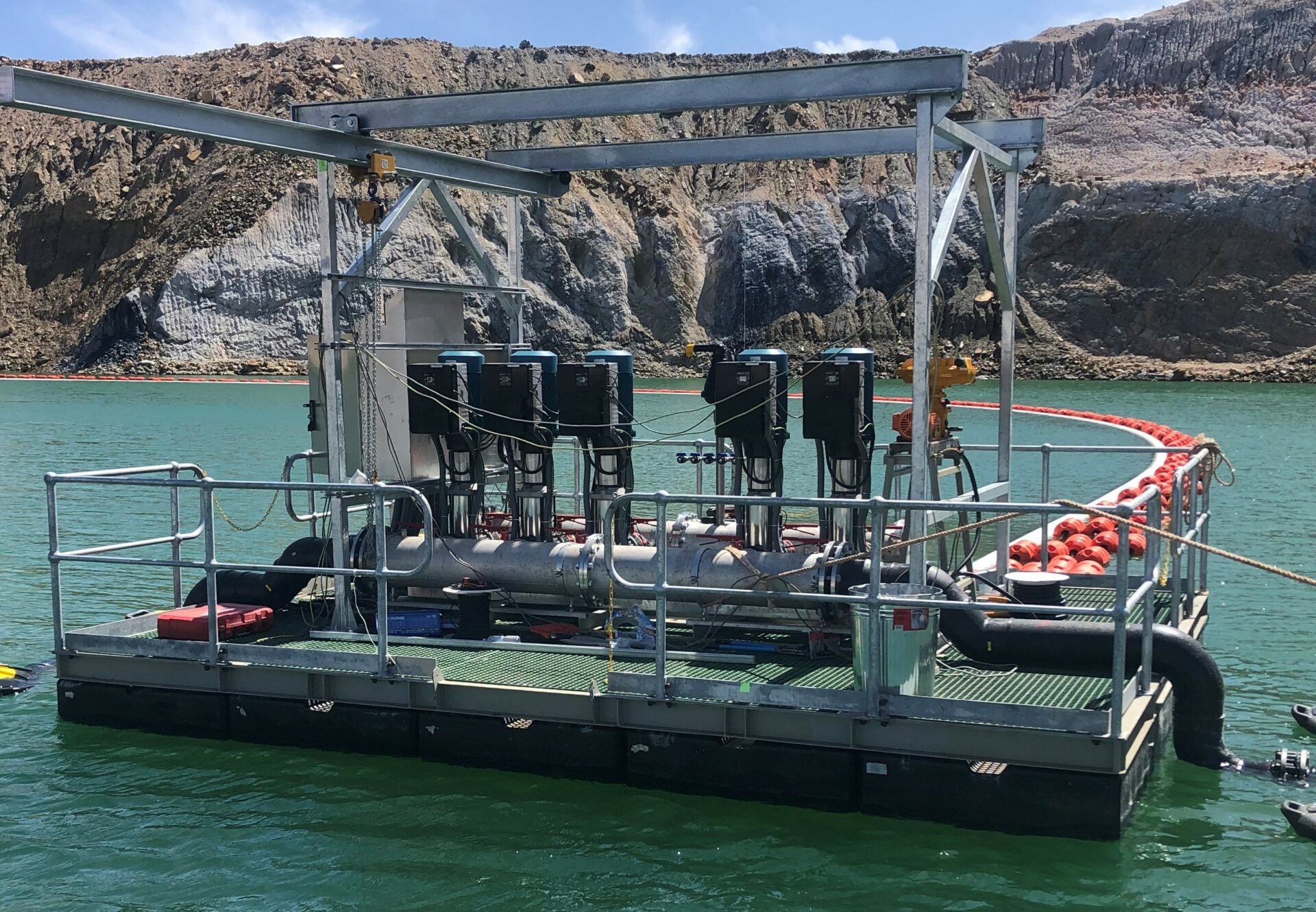 Calpeda MXVL pumps installed on a Pontoon on an Australian mining site.
